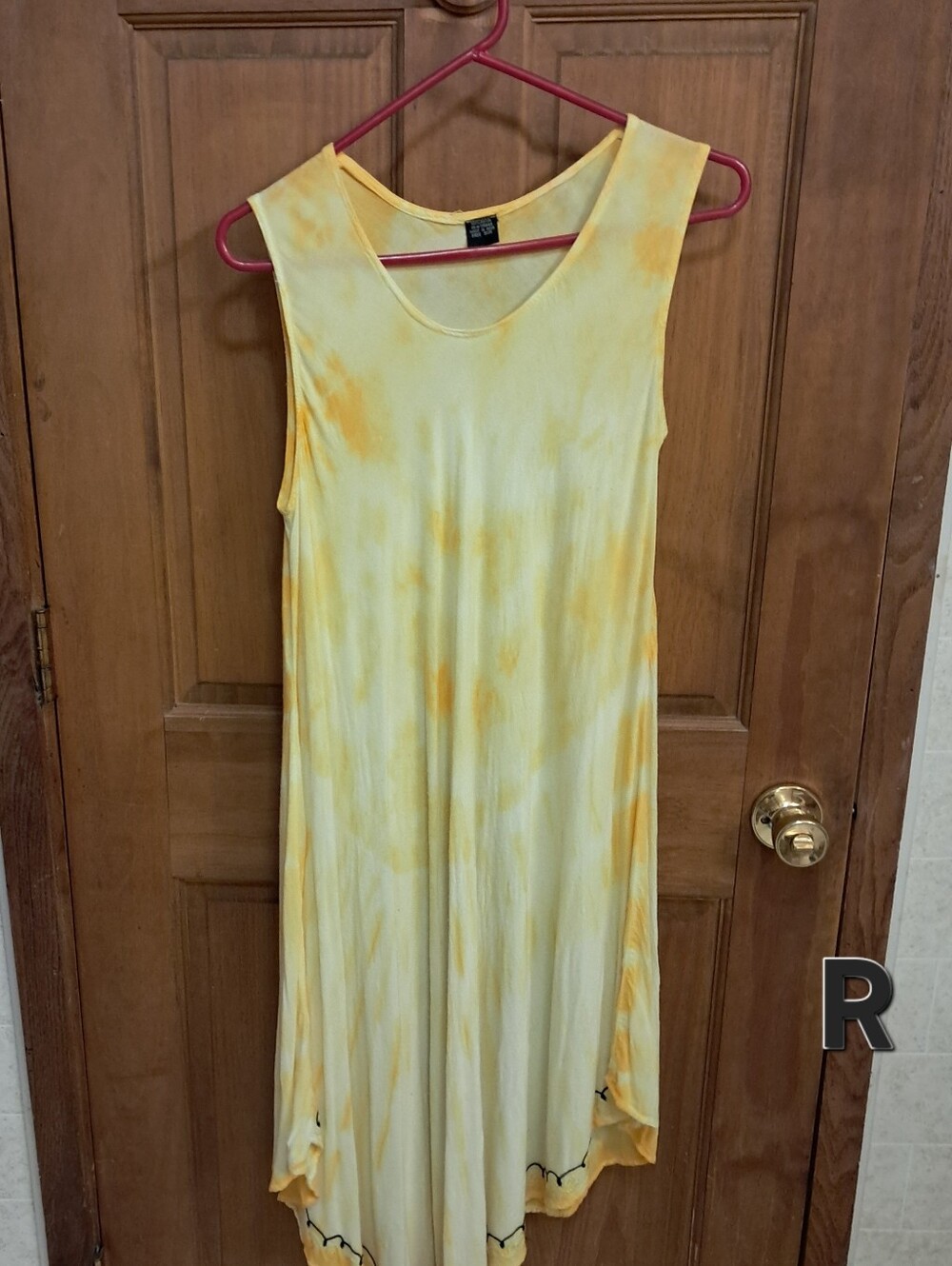Women's Yellow Tie-Dye Sleeveless Swing Dress